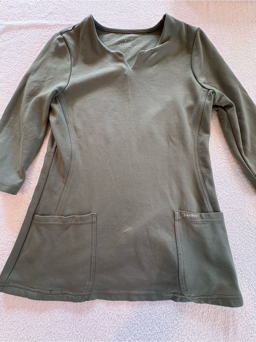 Jaanuu Olive Scrub Set S Top XS Pants Knit Twill - Picture 11 of 16